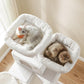 Feandrea Cat Tree, 81.1-Inch Large Cat Tower with 13 Scratching Posts, 2 Perches, 2 Caves, Basket, Hammock, Pompoms, Multi-Level Plush Cat Condo for Indoor Cats, Cream White UPCT190T01