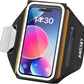 Running Armband with Earphone Bag Cell Phone Armband for iPhone 16 15 Pro 14 Plus 13 11 XR XS, Galaxy S24/S10 Water Resistant Sports Phone Holder Case & Zipper Slot Car Key Holder for 6.9 inch Phone