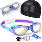 Kids Swim Goggles, Swimming Goggles for Kids Toddlers 3-14 with Swim Cap, Nose Clip, Nose Bridge, Ear Plugs
