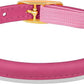 OOPSDOGGY Rolled Leather Cat Collar with Bell - Reflective Kitten Collar with Safety Elastic Strap - Adjustable Small Pet Collars for Boy Girl Cats (Fuchsia)