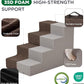 Made4Pets Dog Steps for Bed, Extra Wide Dog Stairs for High Bed Couch Sofa, 35D Foam Pet Steps for Small Dogs and Cats, Non-Slip Bottom Pet Stairs, Brown, 4 Steps