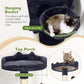 Globlazer Cat Tree, 70 inch Tall Scratching Tower Multi-Level Cat Condo for Indoor Multiple Cats with 2 Large Cat Caves, Top Perch, Large Platform, Bottom Swing, F70B, Dark Grey