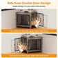 Dog Crate Furniture, Dog Crate End Table for Small and Medium Dogs,Wooden Cage Kennel Furniture Indoor, Modern Dog Crate with Multi-Purpose Removable Tray, Double-Doors Dog Furniture, Greige
