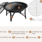 Fire Beauty Fire Pit for Outside Wood Burning,BBQ Grill Steel Fire Bowl with Cooking Grate,Spark Screen Cover,Log Grate,Poker for Camping Beach Bonfire Picnic Backyard Garden