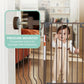Mom's Choice-GROWNSY Baby Gate for Stairs, 29.5"-48.4" Pressure Mounted Baby Gate for Top of Stair&Doorway with V-Shaped Rods, Anti-Trip Pedal,Wide Stairs Dog Gate Easy Install w/Red Reminder,Brown