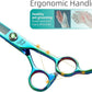 Fenice Peak 7'' Green Thinning Dog Grooming Scissors Pet Shears with Ergonomic Offest Handle and Simulated Emerald Screw 440C Grooming Scissors Trimming Shears Durable and Sharp