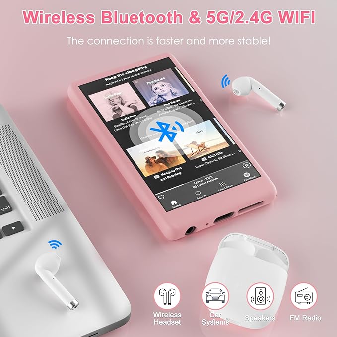 96GB MP3 Player with Bluetooth and WiFi, 4.1" Touch Screen, Silicone Protective case, Octa-core, MP4 MP3 Player for Spotify, Pandora, 96GB Storage Up to 1Tb, Android Music Player for Parental Control