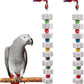 2 Pack Mineral Block Chew Toys with Colorful Beads and a Bell, Bird Beak Grinding Stone, Cage Accessories for African Grey, Budgies, Cockatiels, Small to Medium Birds