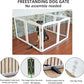 Freestanding Panel Dog Gate for Indoor Doorways, Stairs, or Hallways, Foldable Wooden Pet Gate, Support Feet Included, 24" Height-6 Panels, White