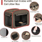Petsfit Portable Cat Crate with Litter Box and Soft Cushion, Collapsible Pop Up Cat Kennel with Carrying Bag for Travel