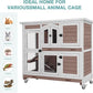 Rabbit Hutch Indoor Bunny House Guinea Pig Cage with Sliding Plastic Trays, Wheels & Ramp, 47.2" Multi-Door Wooden Small Animal Cage for Rabbits, Bunnies, and Guinea Pigs (Brown)