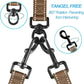 PetBonus Double Dog Leash, No Tangle Dual Leash, Reflective Walking Training Lead, 4 Comfortable Padded Handles for 2 Dogs with Collapsible Bowl and Waste Bags (Brown, Large)