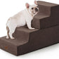 Dog Stairs for High Bed, Dog Steps for Bed Couch Sofa, 35D Foam Extra Wide Pet Steps for Small Dogs and Cats, Pet Stairs with Non-Slip Bottom Brown, 4 Steps