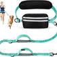 Hands Free Dog Leash, Retractable Bungee with Double Padded Handles, Waist Leash for Dog Walking, Heavy Duty Dog Leash for Medium & Large Dog, Dog Walking Accessories, Green