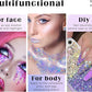 Roll-on Holographic Body Glitter Gel for Face Hair, Chameleon Color Changing Glitter Gel Under Light, Chunky Mermaid Sequins Festival Party Rave Accessories Shimmer Makeup (9# Golden Ocean)