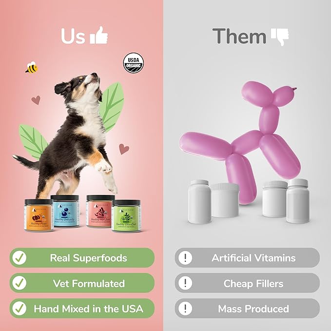 kin+kind Hip+Joint Supplement Dogs & Cats - Vet Formulated Natural Formula with Organic Turmeric, Black Pepper and Coconut- Made in USA - 4 oz (Medium)