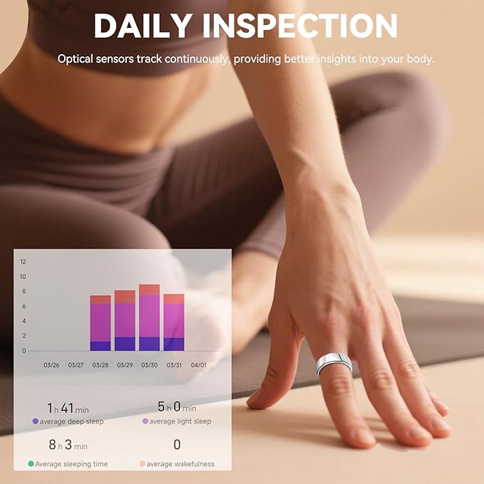 Smart Ring for Men Women with Black Charging Box, Bluetooth, Health Ring , IP68 Waterproof, Fitness Ring Tracks Heart Rate/Sleep/Steps/Sports Activities/Blood Oxygen,non-subscription app (Silver, 10)