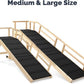 Dog Ramp for Bed or Couch, Wooden Pet Ramp with 20° Gentle Slope, Removable Side Rails, Non-Slip Surface, Top Platform & Wheels, Safe Bed Ramp for Small, Medium & Senior Dogs, 74" Long, Natural