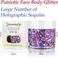 Red White Blue USA Patriotic Face Glitter,4th of July Accessories Hair Glitter for Kids,Blue Body Glitter Face Paint,Fourth of July Outfits for Women,Festival Party Celebrations Makeup