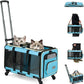 MILADA Large Cat Carrier for 2 Cats, Soft Big Pet Carrier with Wheels, Double Cat Carrier on Wheels, Rolling Pet Carrier for Travel Hiking Shopping and Camping（Not for Air Travel）, Blue