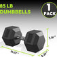 Hex Dumbbell 40-125 lb, Rubber Encased Exercise & Fitness Dumbbells, Hand Weight for Strength Training