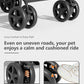 Pet Stroller with 4 Wheels for Small/Medium Pets, Portable Travel Foldable Carrier Jogger for Dog Cat Puppy Kitty, Rear Wheel Breaks, Storage Basket, Visible Mesh with Weather Cover (Black)