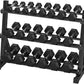 Hex Dumbbell Sets with Rack, 290-670 lb Rubber Encased Exercise & Fitness Dumbbells Set, Hand Weight for Strength Training, Weight Dumbbells