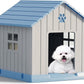 Large Dog House Outdoor Indoor for Medium Large Dogs, Durable Plastic Waterproof Doghouse with Air Vents and Elevated Floor, Easy Clean and Assemble (Blue, 31" L x 33.3" W x 33.5" H)