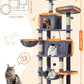 Taoqimiao Large Cat Tree，73-Inch Cat Tree Tower with 9 Scratching Posts for Indoor Cats, 2 Large Cat Condo with Hammock, Hanging Basket, 2 Extended Platform, Smoky Gray MS013XLG