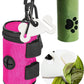 Dog Poop Bag Dispenser for Leash Attachment - Portable Set With Waste Bags & Hand-Free Carrier, Fits Any Leash, Round, Pink