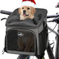Dog Bike Basket Carrier, Pet Bicycle Front Carrier Backpack for Bike Riding Foldable Removable, Reflective Strips, 2 Side Storage Pockets, Pet Travel Bag for Cats Small Dogs