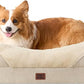 EHEYCIGA Memory Foam Dog Bed for Medium Size, Orthopedic Dog Sofa with Sides and Waterproof Liner, Washable Bolster Pet Couch with Removable Cover, 35x22x6.5 Inch, Beige