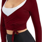 Women Tie Front Shrug Long Sleeve Bolero Cardigan Lightweight Casual Tops