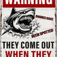 Funny Warning Sharks Have Been Spotted in This Pool They Come Out When They Smell Pee Tin Sign for Swimming Pool Beach Water Park Decor Outdoor 12 * 8inch