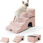 Extra Wide Dog Stairs with Tunnel, Detachable Large Pet Step for Small Medium Dog, Puppy or Cat, Ramp for High Bed, Couch, Sofa or Car, Stable, 19.7x33x22.4 inch, 5 Step, Pink