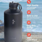 Coolflask 128 oz Gallon Water Bottle Insulated with Straw&3 Lids, Water Jug Large Stainless Steel Metal Vacuum Wide Mouth for Sports, Gym or Office, Non-BPA Keep Cold 48H Hot 24H, Piano Night