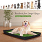 35'' x 22.6'' Dog Grass Pad Large Patch Potty with 2 Artificial Dog Grass Washable Puppy Pee Pad Foldable Dog Litter Box Indoor Outdoor Dog Potty Portable Pet Loo for Travel Balcony