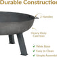 Sunnydaze 30-Inch Cast Iron Heavy-Duty Fire Pit for Outside - Wood-Burning Outdoor Fire Pit Bowl with Handles - Steel Finish