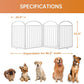 4 Panles Full Matel Freestanding Dog Gates with Door, 96"Extra Wide 32"Tall Free Standing Dog Pet Gate for Indoor & Outdoor. Foldable Pet Fences for Doorways, House, Stairs, Porch, Deck, Yard