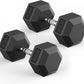 Hex Dumbbell 40-125 lb, Rubber Encased Exercise & Fitness Dumbbells, Hand Weight for Strength Training