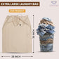 LFH Home Large Premium 100% Cotton Canvas Laundry Bag with Drawstring and Handles Heavy Duty, Multi-Use, and Washable for Home, Travel, College or Storage 28x36 (Pack of 4)-Natural