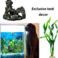 Fish Tank Accessories Aquarium Decorations Plants, 9pcs Green Fish Tank Decorations Plants and Cave Rock Decoration Decor Set, Aquarium Decor Plastic Plants