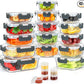 42pcs Glass Food Storage Containers with Lids Set, 21 Containers & 21 Lids Include One 2 Compartments Glass Meal Prep Containers with Snap Locking Lid Set, Leak Proof Lunch Container BPA-Free,Grey