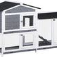 PawHut 62" Rabbit Hutch, Wooden Bunny Hutch, Guinea Pig Cage, Small Animal Enclosure with Run Area, Removable Tray, Asphalt Roof, Lockable Doors and Ramp, Gray