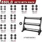 RitFit 5-650 LBS PVC Encased Hex Dumbbell Sets with Optional Rack for Home Gym, Hand weight with Chrome Handle for Strength Training, Workouts