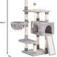 Heybly Cat Tree, Cat Tower for Indoor Cats with Scratching Board, Multi-Level Cat Furniture Condo with Feeding Bowl, Light Gray HCT010W