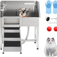 JoyJoy Stainless Steel Dog Washing Station - Dog Bath Tub for Large, Medium, Small Dogs, Pet Grooming Tub with Ramp, Non-Slip Grate, Shower, Soap Box, Faucet, Drain for Home & Outdoor（38"）