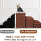 Dog Stairs with Storage 18" H, 3-Step Wider Dog Steps for Small/Medium/Large Old Dogs Cats, Folding Sturdy Pet Stairs Climbing Bed Couch, Ramp for Car Hold Up to 200 lbs (Brown, No Condo)