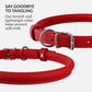 CollarDirect Rolled Leather Dog Collar, Soft Padded Round Puppy Collar, Handmade Genuine Leather Collar Dog Small Large Cat Collars 13 Colors (13-16 Inch, Red Smooth)