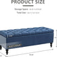 Ottoman with Storage,50.2-inch Upholstered End of Bed Storage Bench for Bedroom,for The Living Room,for Entryway, with Button and Safety Hinges,Detachable (Blue)
